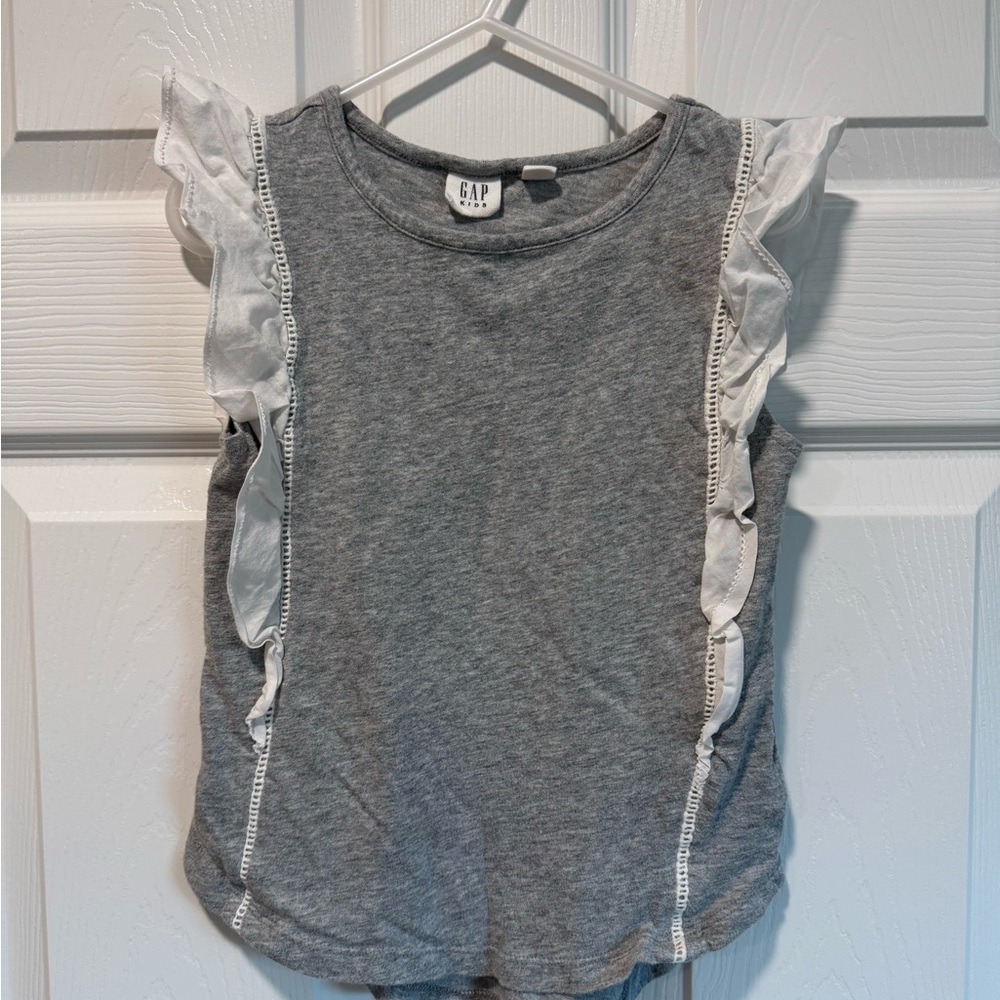 GAP Kids Gray Ruffle Sleeve Top